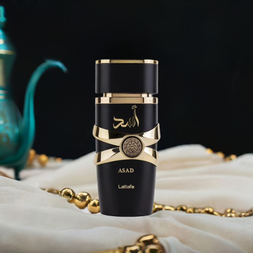 Lattafa Asad 100ml – Bold and long-lasting Eau de Parfum with rich oriental and spicy notes.