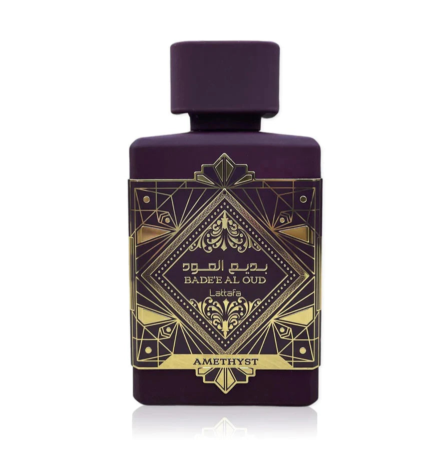 Lattafa Badee Al Oud Amethyst 100ml – Elegant oriental perfume with rich oud and floral notes.