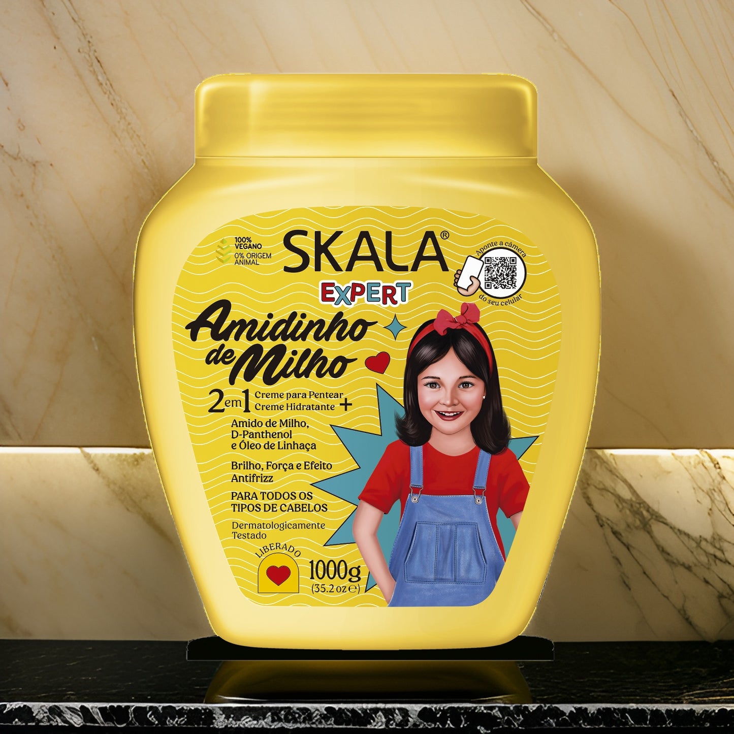 Skala Amidinho de Milho 1000g – Vegan hair mask for deep hydration and frizz control, ideal for smooth and healthy hair.