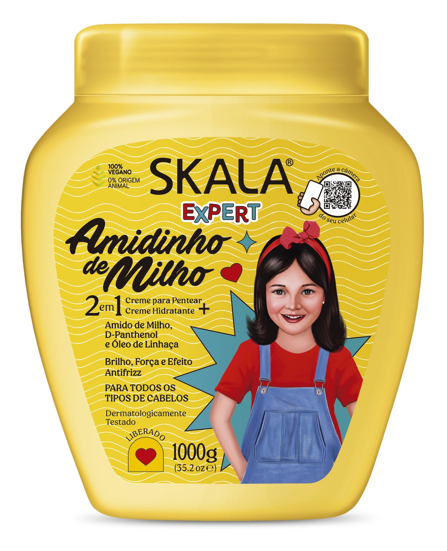 Skala Amidinho de Milho 1000g – Vegan hair mask for deep hydration and frizz control, ideal for smooth and healthy hair.