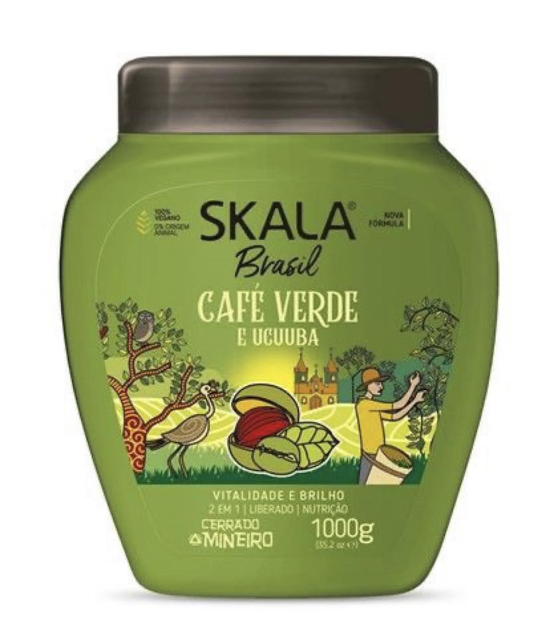 Skala Green Coffee & Ucuuba 1000g – Sulfate-free hydrating vegan hair mask for soft and nourished hair.