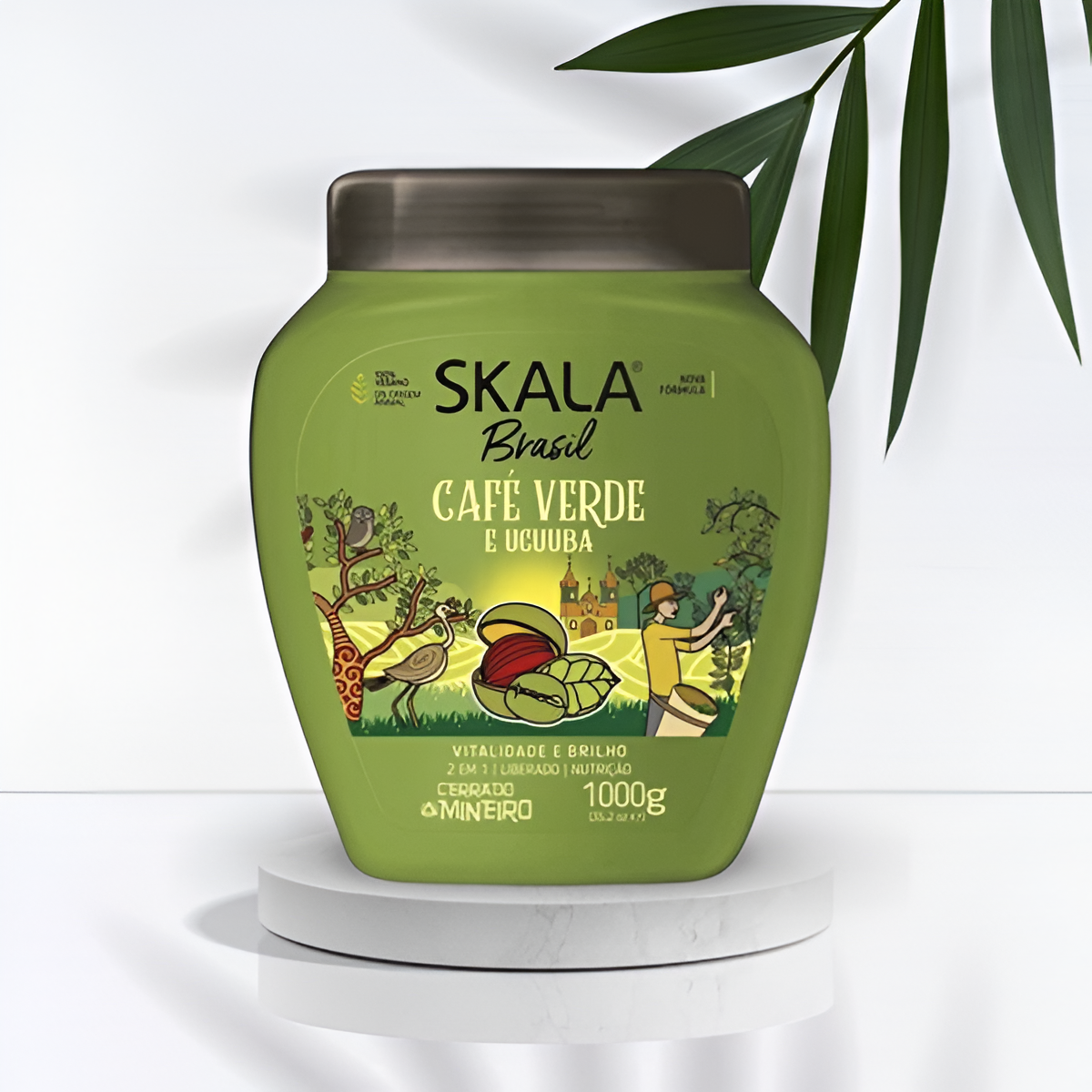 Skala Green Coffee & Ucuuba 1000g – Sulfate-free hydrating vegan hair mask for soft and nourished hair.