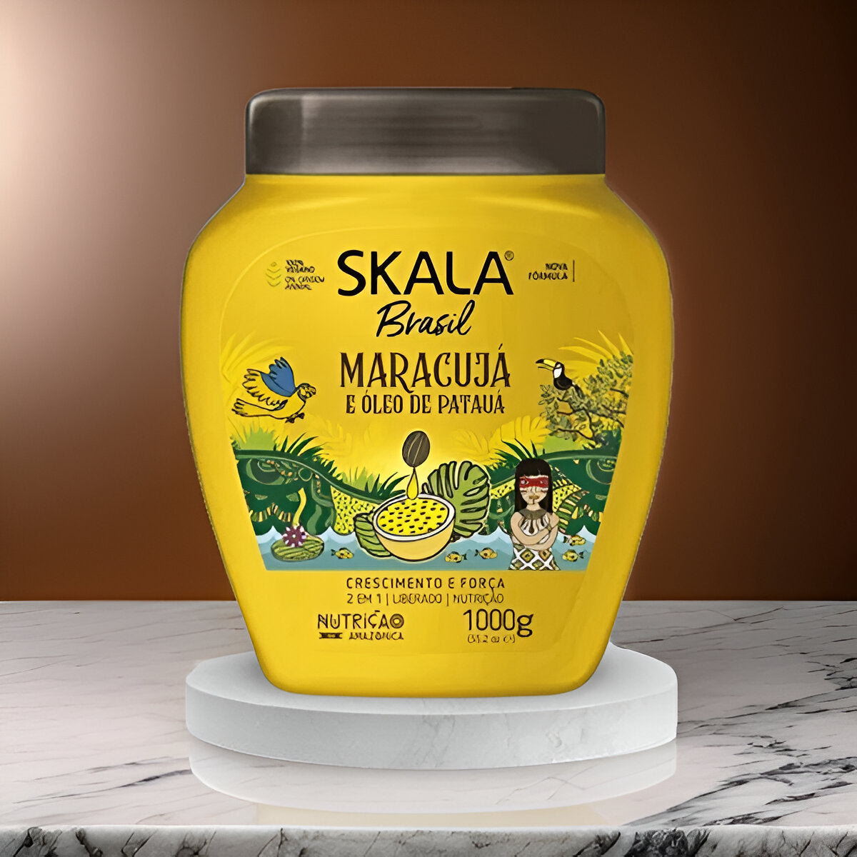 SKALA Maracujá e Óleo de Patauá 1000g – Máscara vegana para fortalecimento e crescimento capilar, hidratação profunda e brilho saudável.
