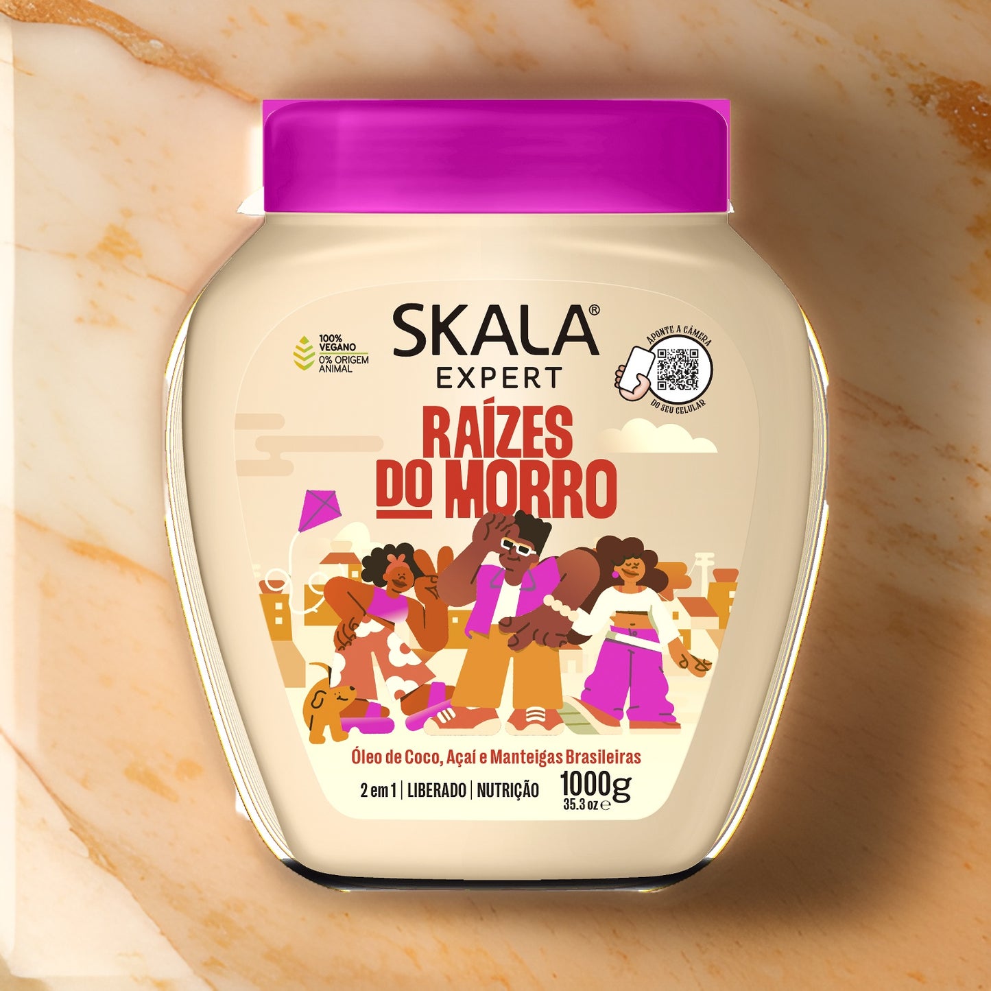 Skala Raízes do Morro 1000g – Vegan hair mask for deep hydration and nourishment, ideal for all hair types.