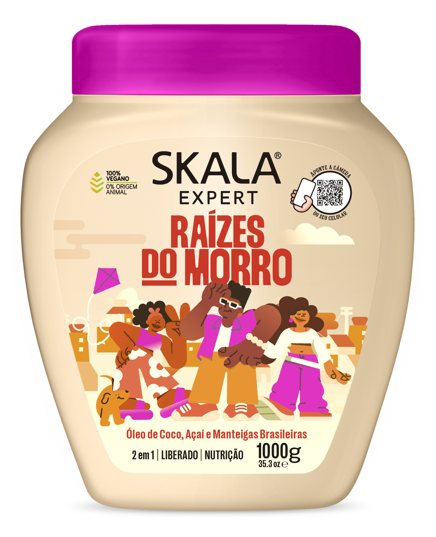 Skala Raízes do Morro 1000g – Vegan hair mask for deep hydration and nourishment, ideal for all hair types.