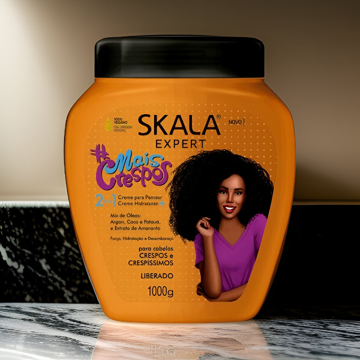 Skala Mais Crespos 1000g – Deep hydration and curl definition hair mask. Ideal for curly and coily hair, anti-frizz, and intense nourishment.