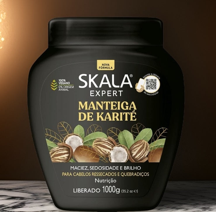 Skala Manteiga de Karité 1000g – Mascarilla vegana para cabello seco y dañado. Hidratación intensa.