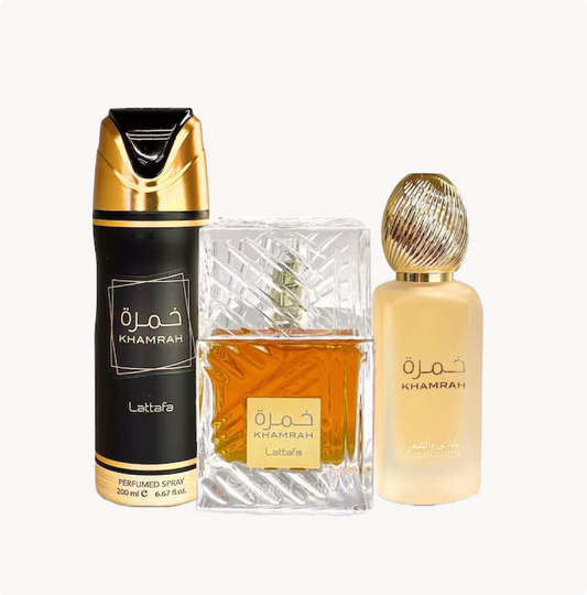 Lattafa Khamrah EDP 100 ml - Deo Spray 200ml - Fresh Hair Mist