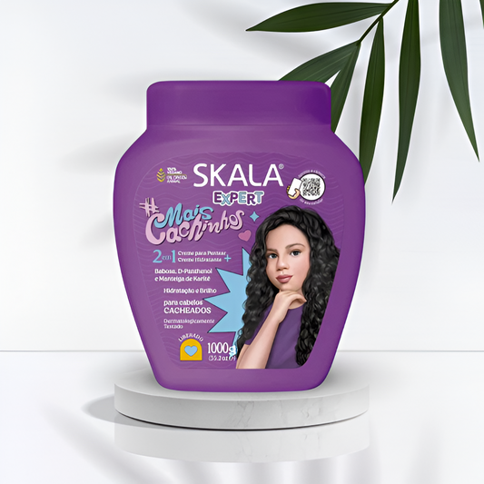 Skala Mais Cachinhos 1000g – Hydrating and defining hair mask for kids. Gentle formula for curly and wavy children's hair, anti-frizz, and deep moisture.